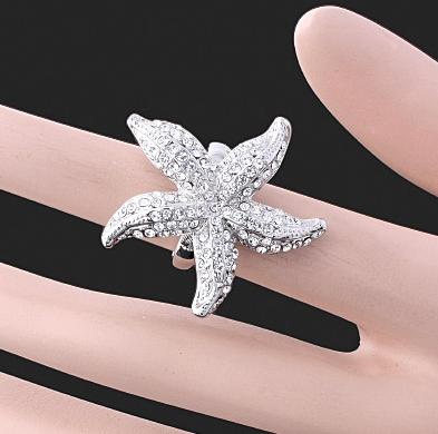 SPARKLING SEA STAR SWAROVSKI CRYSTAL RING-sz 9